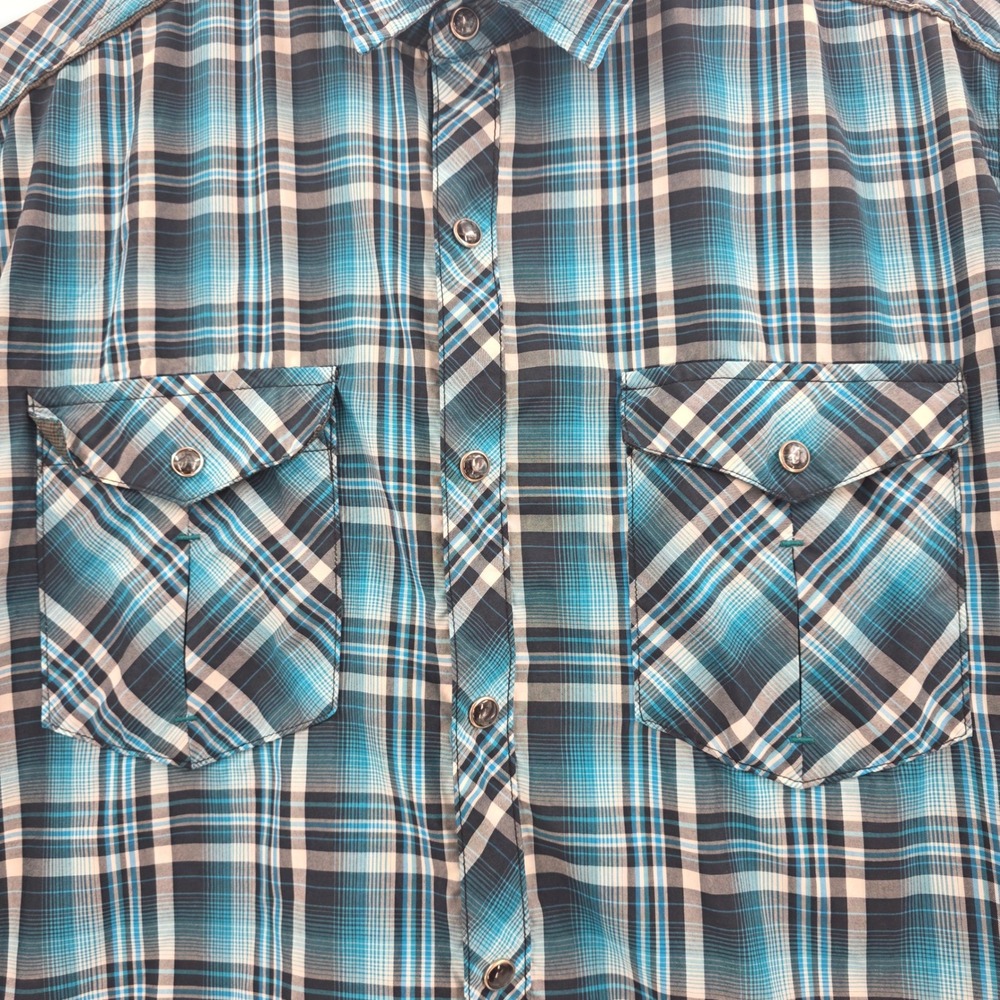 KUHL PEARL SNAP SHIRT MENS SMALL BLUE PLAID ELUXUR PERFORMANCE SHORT SLEEVE HIKE - Picture 5 of 14